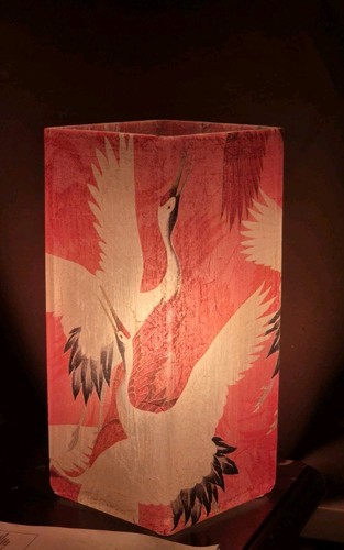 Japanese cranes frosted glass - japanese,
